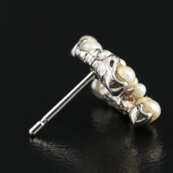 Chanel CC Logo Faux Pearl Stud Earrings - Picture 11 of 16